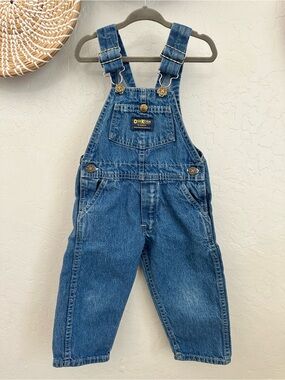 Vintage OshKosh B'gosh Classic Blue Denim Kids Vestbak Overalls. Size 2T